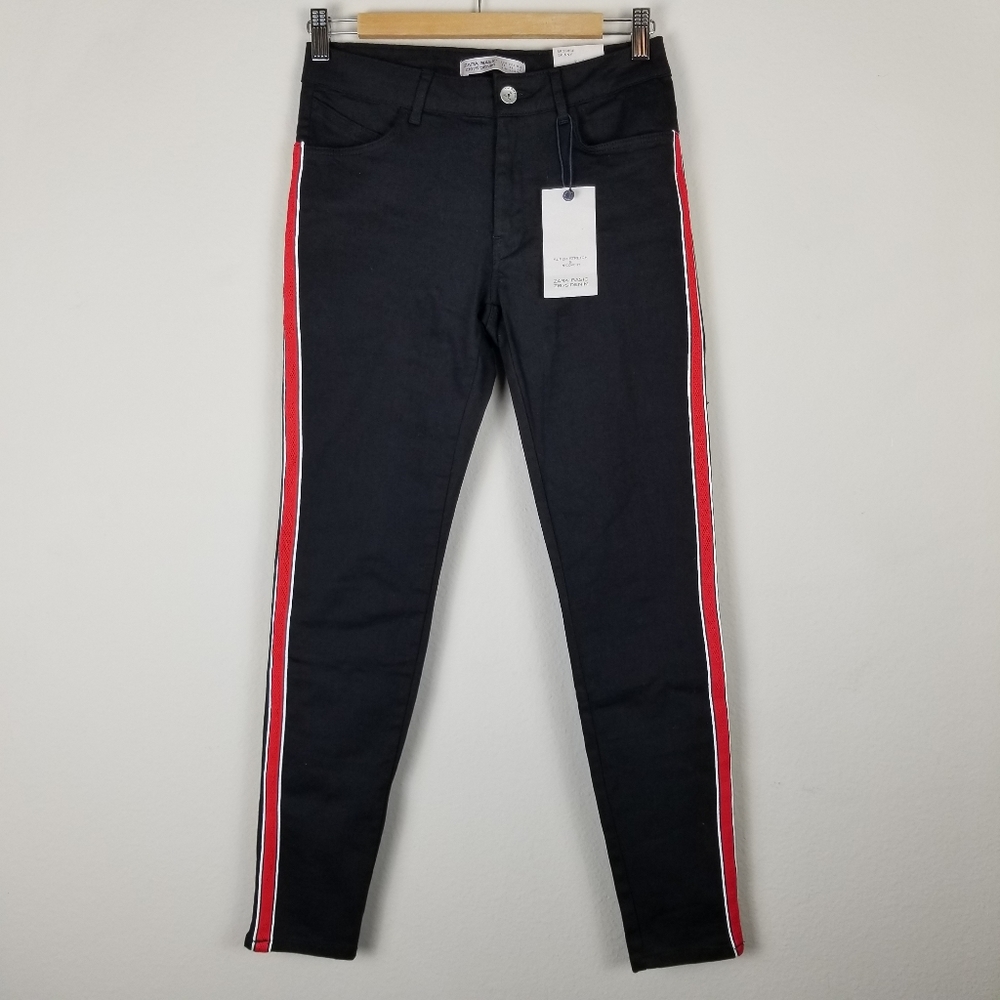 Zara Basic Black Denim Stretch Pants